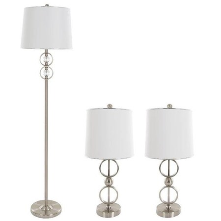 Lavish Home Lavish Home 72-LMP3005 Modern Brushed Steel Table & Floor Lamp - Set of 3 72-LMP3005